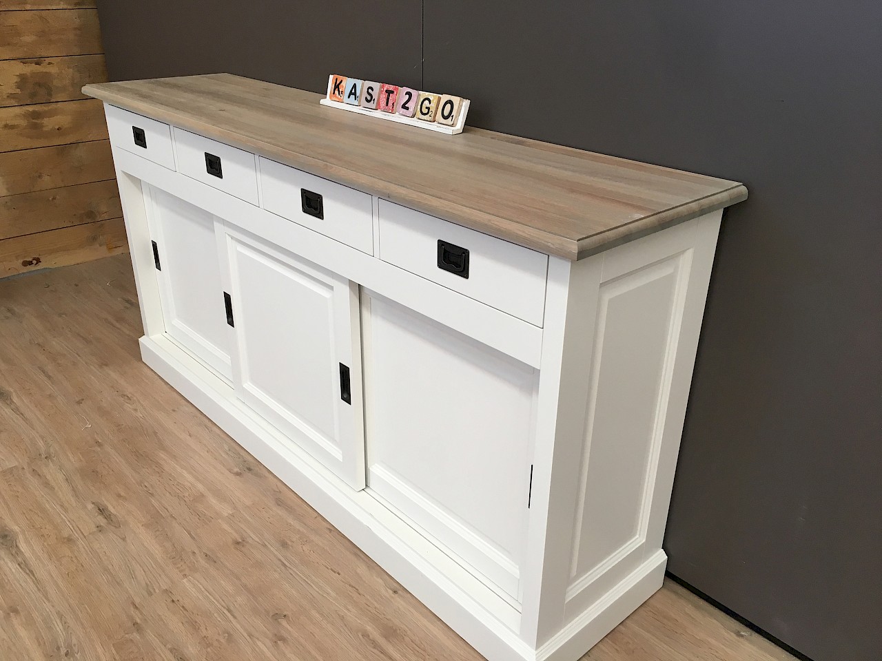 Bank Oefening melodie Dressoir Fleur Wit / Eiken 180 | Kast2Go